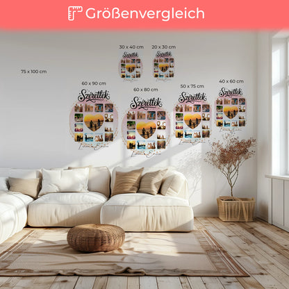 Personalisierte Leinwandbild Paar mit 13 Fotos Fotocollage für Paare Szeretlek Liebe auf Ungarisch Geschenk 6