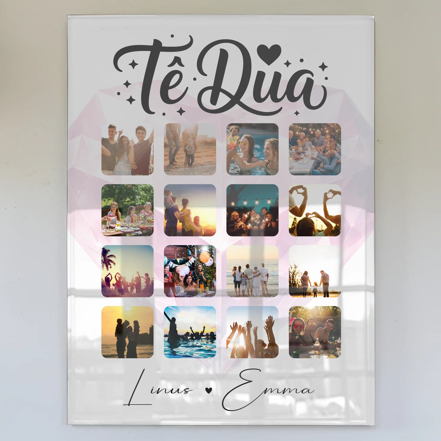 Personalisierte Acrylglas Mit Foto Paar Fotocollage 16 Fotos Të dua Liebe auf Albanisch Geschenk