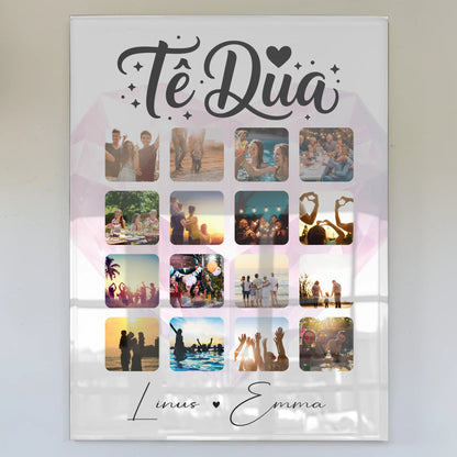 Personalisierte Acrylglas Mit Foto Paar Fotocollage 16 Fotos Të dua Liebe auf Albanisch Geschenk