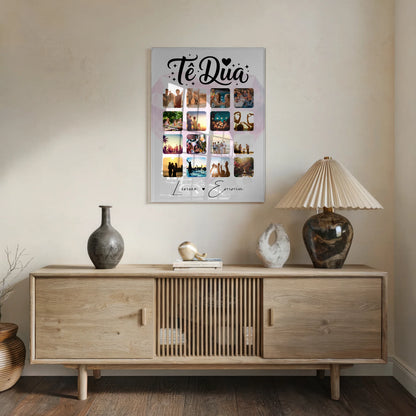 Personalisierte Acrylglas Mit Foto Paar Fotocollage 16 Fotos Të dua Liebe auf Albanisch Geschenk