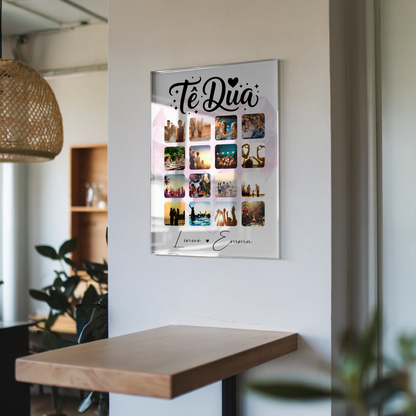 Personalisierte Acrylglas Mit Foto Paar Fotocollage 16 Fotos Të dua Liebe auf Albanisch Geschenk