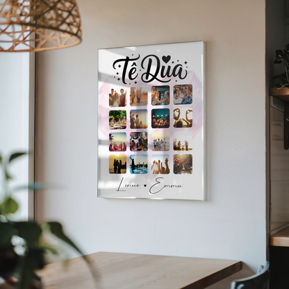 Personalisierte Acrylglas Mit Foto Paar Fotocollage 16 Fotos Të dua Liebe auf Albanisch Geschenk