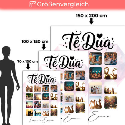 Personalisierte Kuscheldecke Mit Namen und Paar Fotocollage 16 Fotos Të dua Liebe auf Albanisch Geschenk 5
