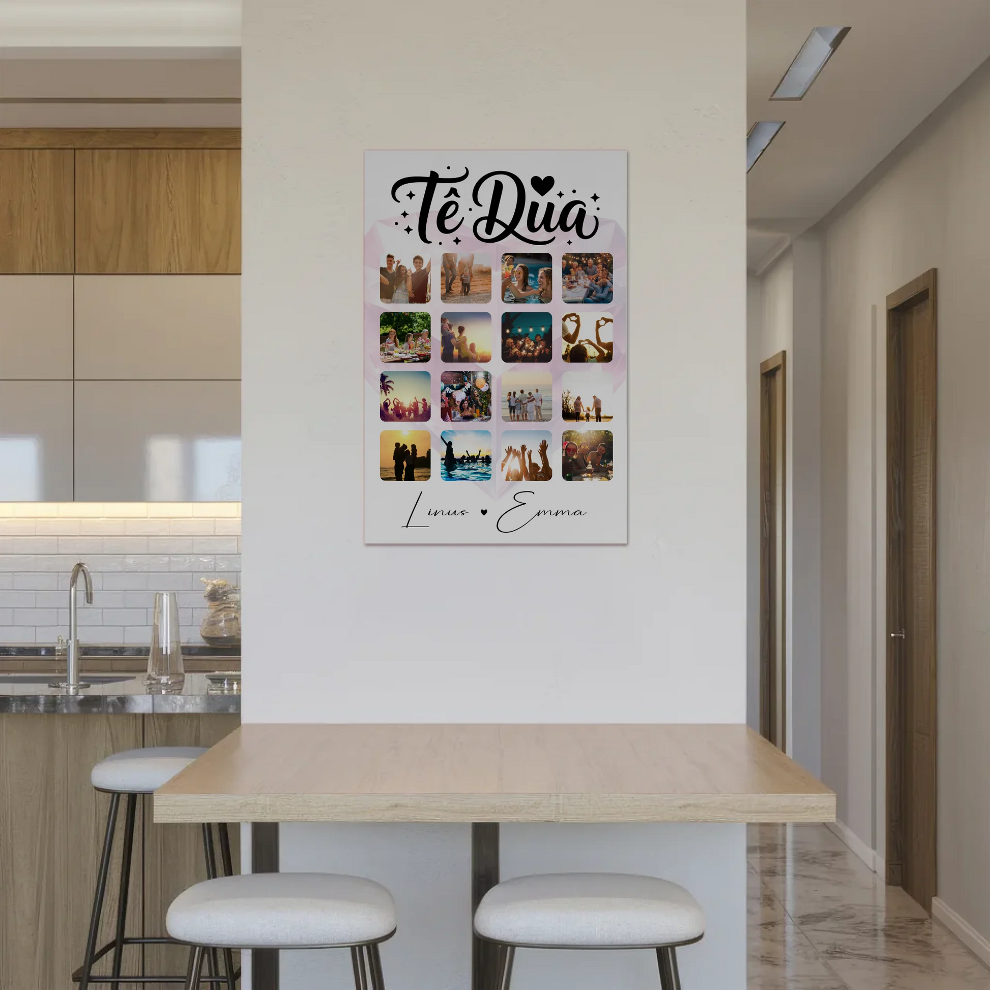 Fotoboard Poster Magnetisch Paar Fotocollage 16 Fotos Te dua Liebe auf Albanisch Geschenk 2