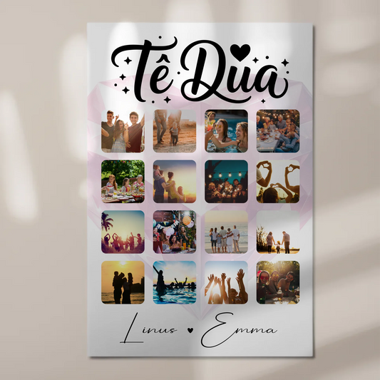 Fotoboard Poster Magnetisch Paar Fotocollage 16 Fotos Te dua Liebe auf Albanisch Geschenk 1