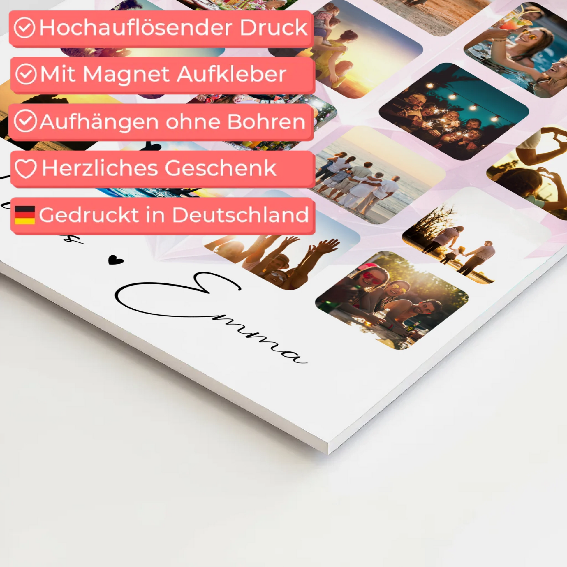 Fotoboard Poster Magnetisch Paar Fotocollage 16 Fotos Te dua Liebe auf Albanisch Geschenk 4