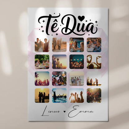 Fotoboard Poster Magnetisch Paar Fotocollage 16 Fotos Te dua Liebe auf Albanisch Geschenk 7