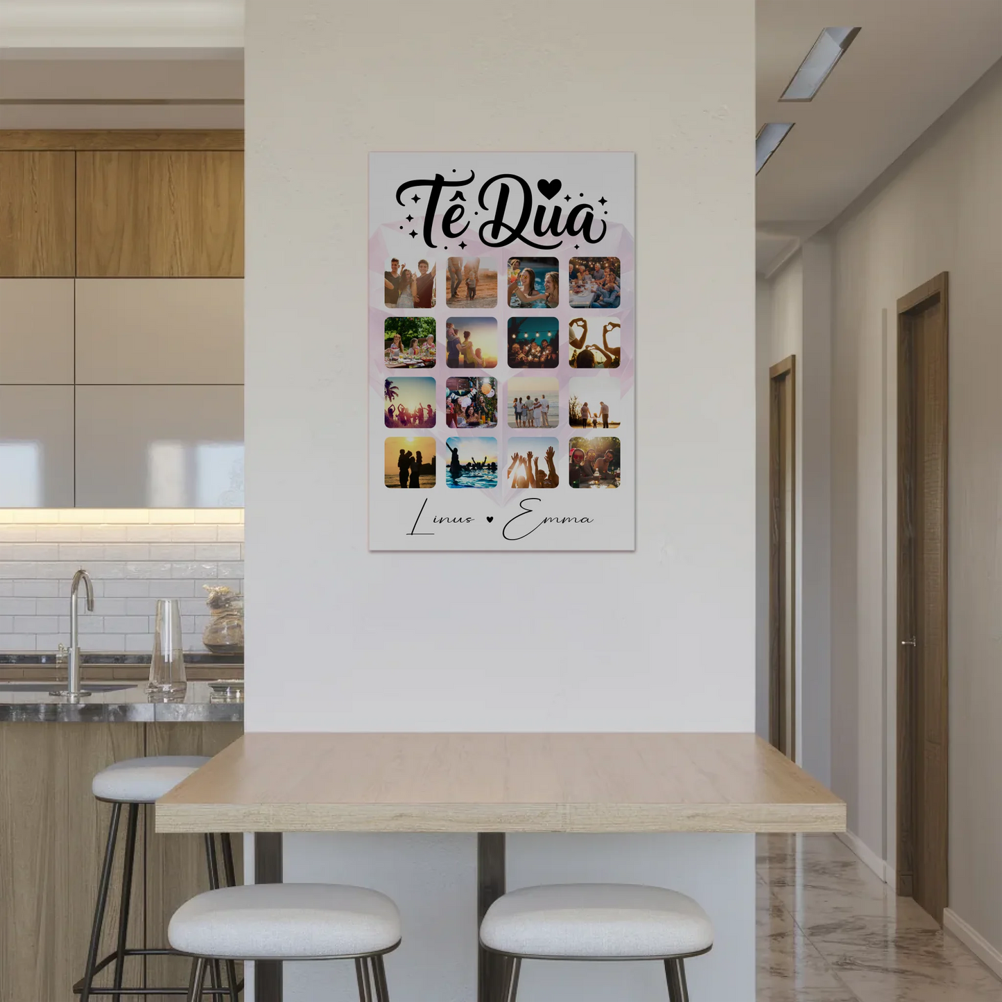 Fotoboard Poster Magnetisch Paar Fotocollage 16 Fotos Te dua Liebe auf Albanisch Geschenk