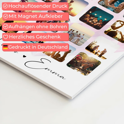 Fotoboard Poster Magnetisch Paar Fotocollage 16 Fotos Te dua Liebe auf Albanisch Geschenk
