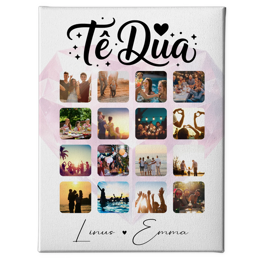 Personalisierte Leinwand Paare mit 16 Fotos Paar Fotocollage Të dua Liebe auf Albanisch Geschenk 1