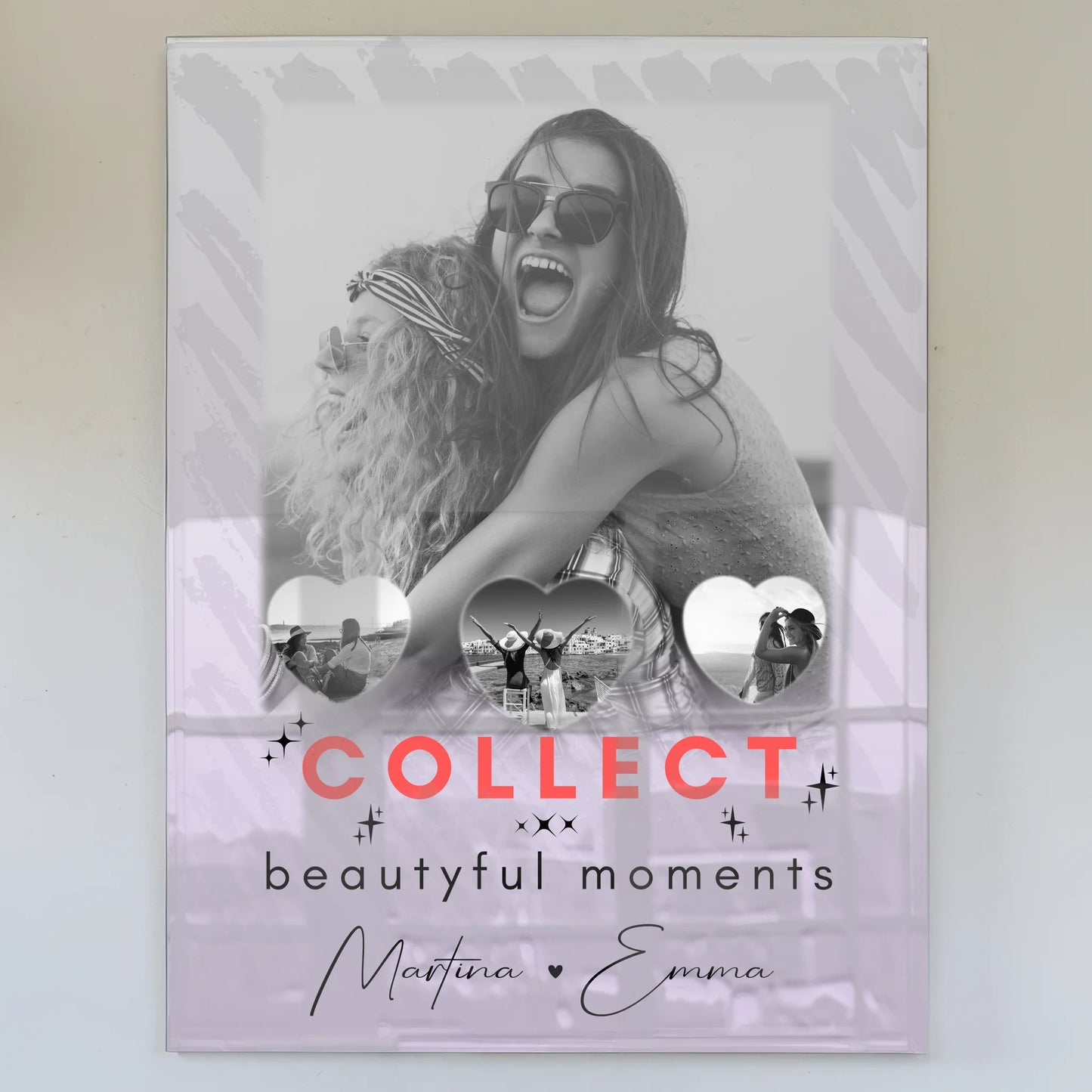 Personalisierte Fotogeschenke für beste Freundin mit 1 Foto und 3 kleine Herz Fotos Collect Beautiful Moments