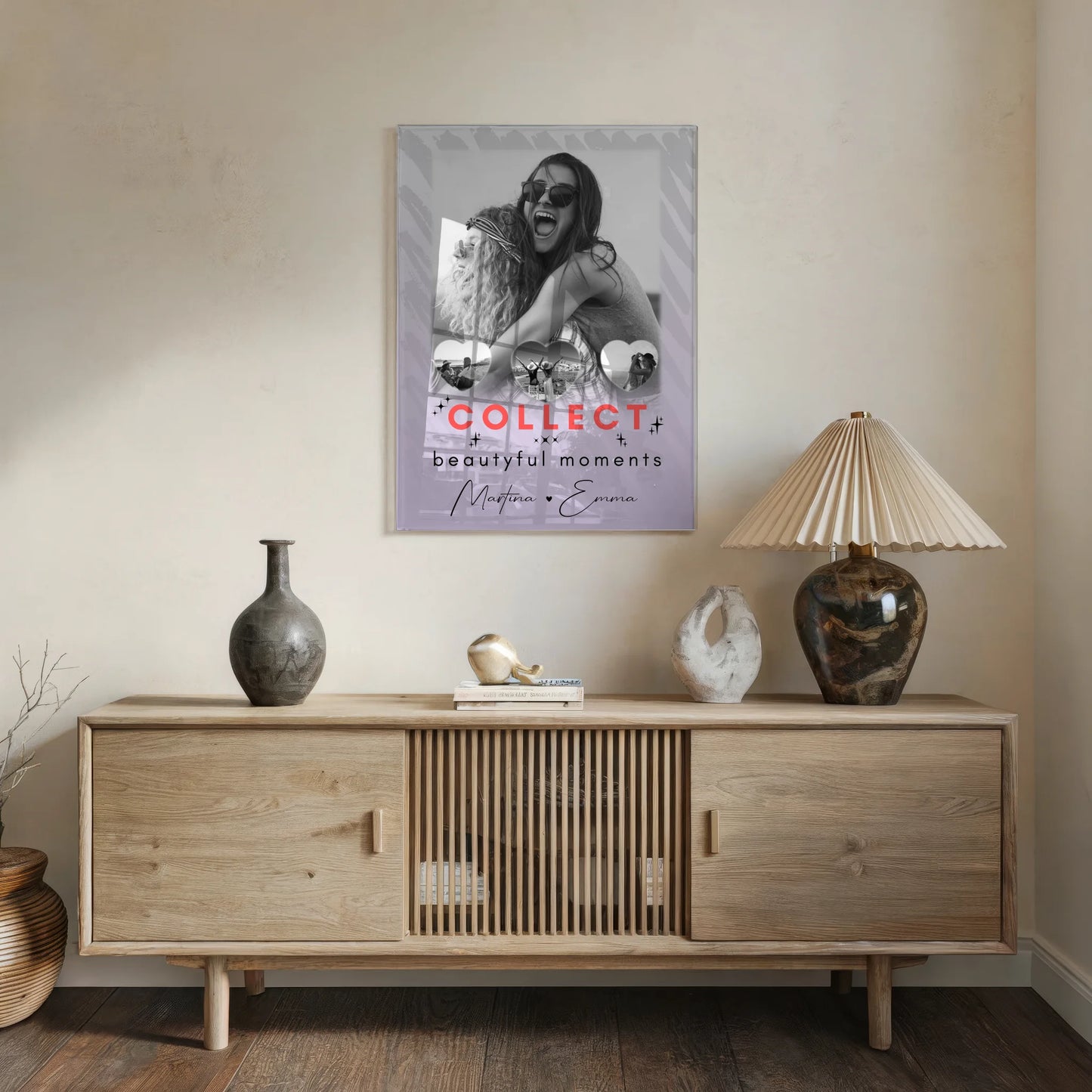 Personalisierte Fotogeschenke für beste Freundin mit 1 Foto und 3 kleine Herz Fotos Collect Beautiful Moments