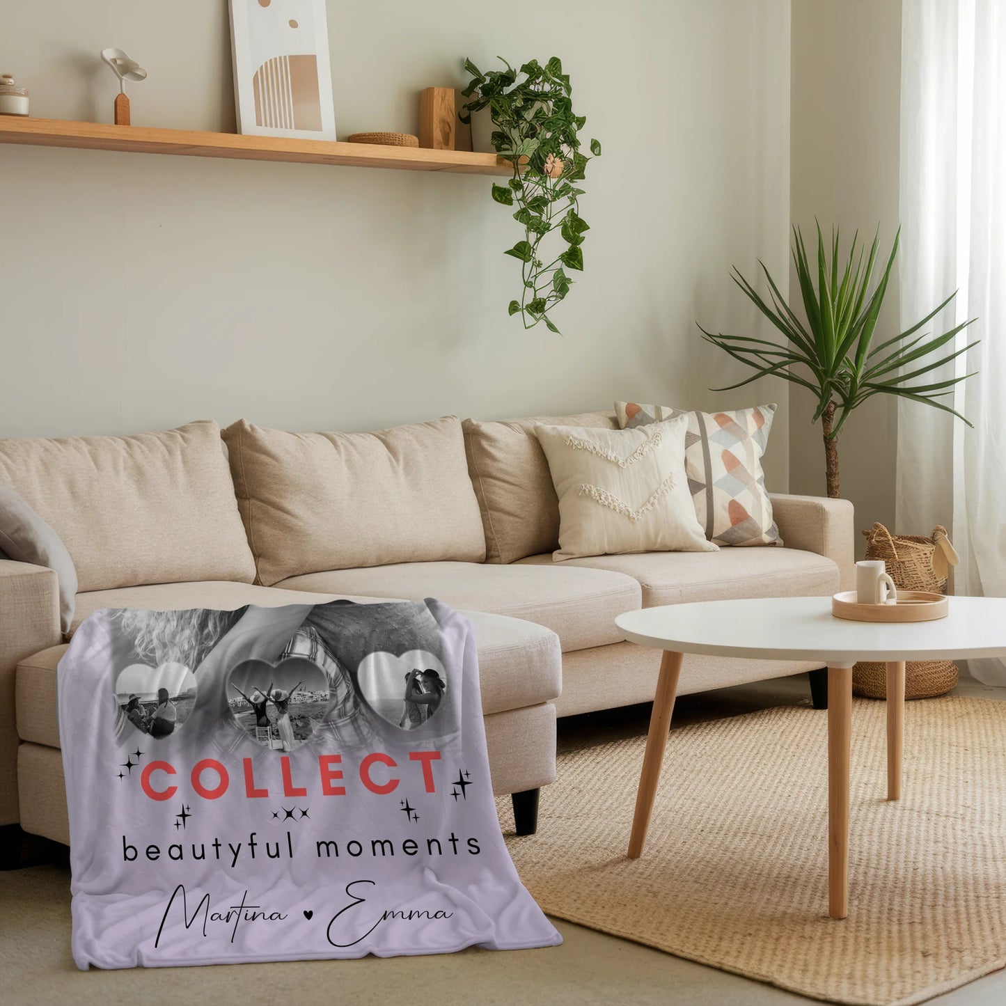 Personalisierte Decke Mit Namen 1 Foto und 3 Kleine Herz Fotos Collect Beautiful Moments 4