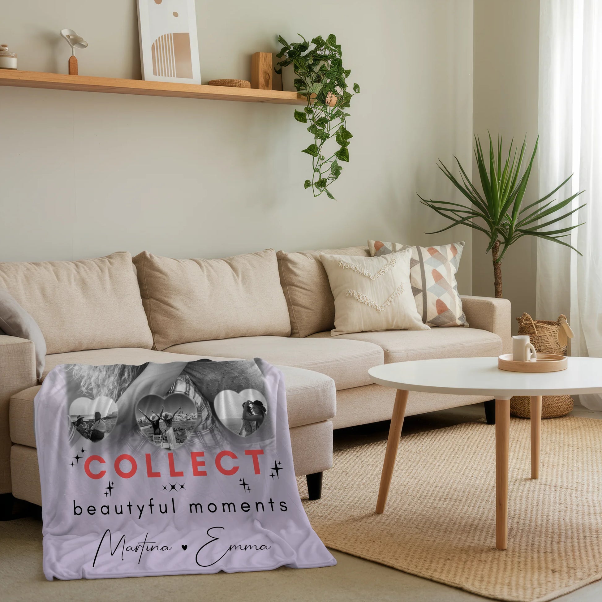 Personalisierte Decke Mit Namen 1 Foto und 3 Kleine Herz Fotos Collect Beautiful Moments 4