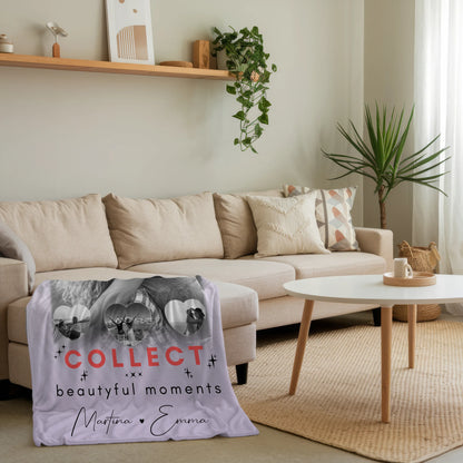 Personalisierte Decke Mit Namen 1 Foto und 3 Kleine Herz Fotos Collect Beautiful Moments 4