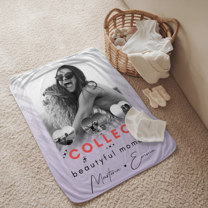 Personalisierte Decke Mit Namen 1 Foto und 3 Kleine Herz Fotos Collect Beautiful Moments 2