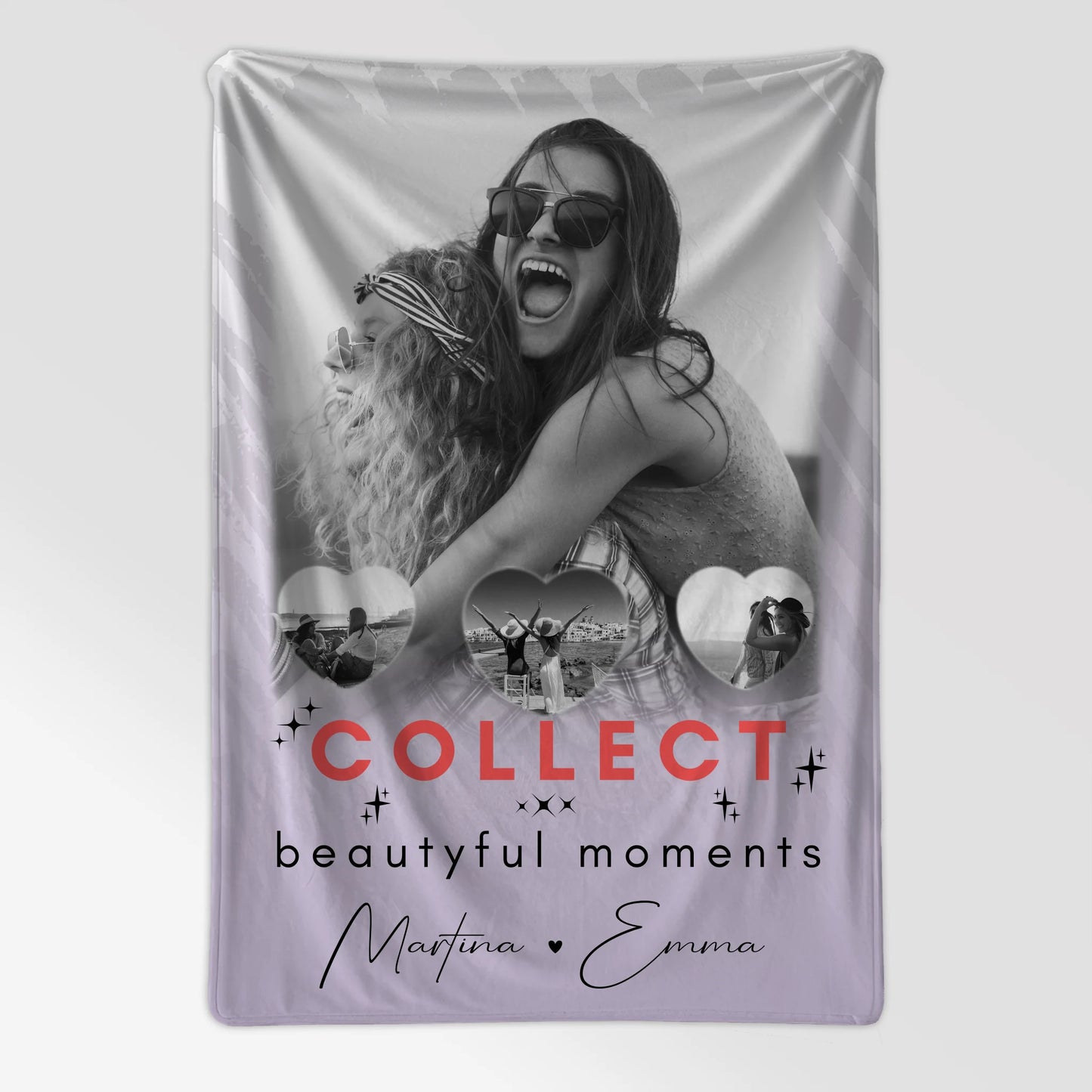 Personalisierte Decke Mit Namen 1 Foto und 3 Kleine Herz Fotos Collect Beautiful Moments 7