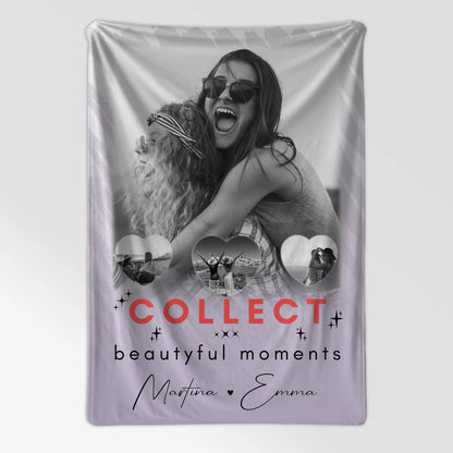 Personalisierte Decke Mit Namen 1 Foto und 3 Kleine Herz Fotos Collect Beautiful Moments 7