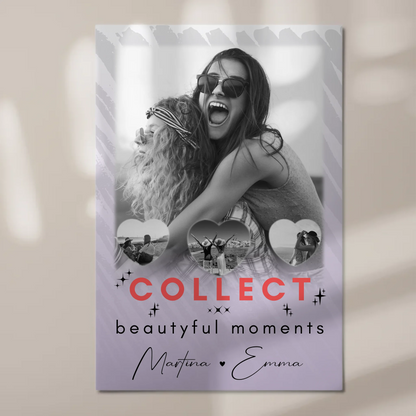 Geschenk Beste Freundin mit 1 Foto und 3 Kleine Herz Fotos Collect Beautyful Moments 1