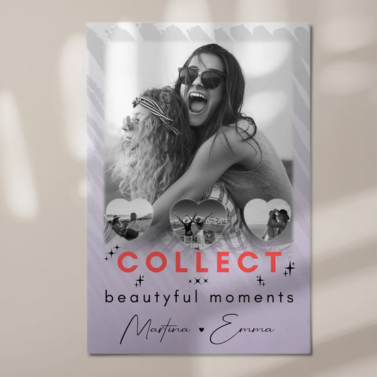Geschenk Beste Freundin mit 1 Foto und 3 Kleine Herz Fotos Collect Beautyful Moments 1