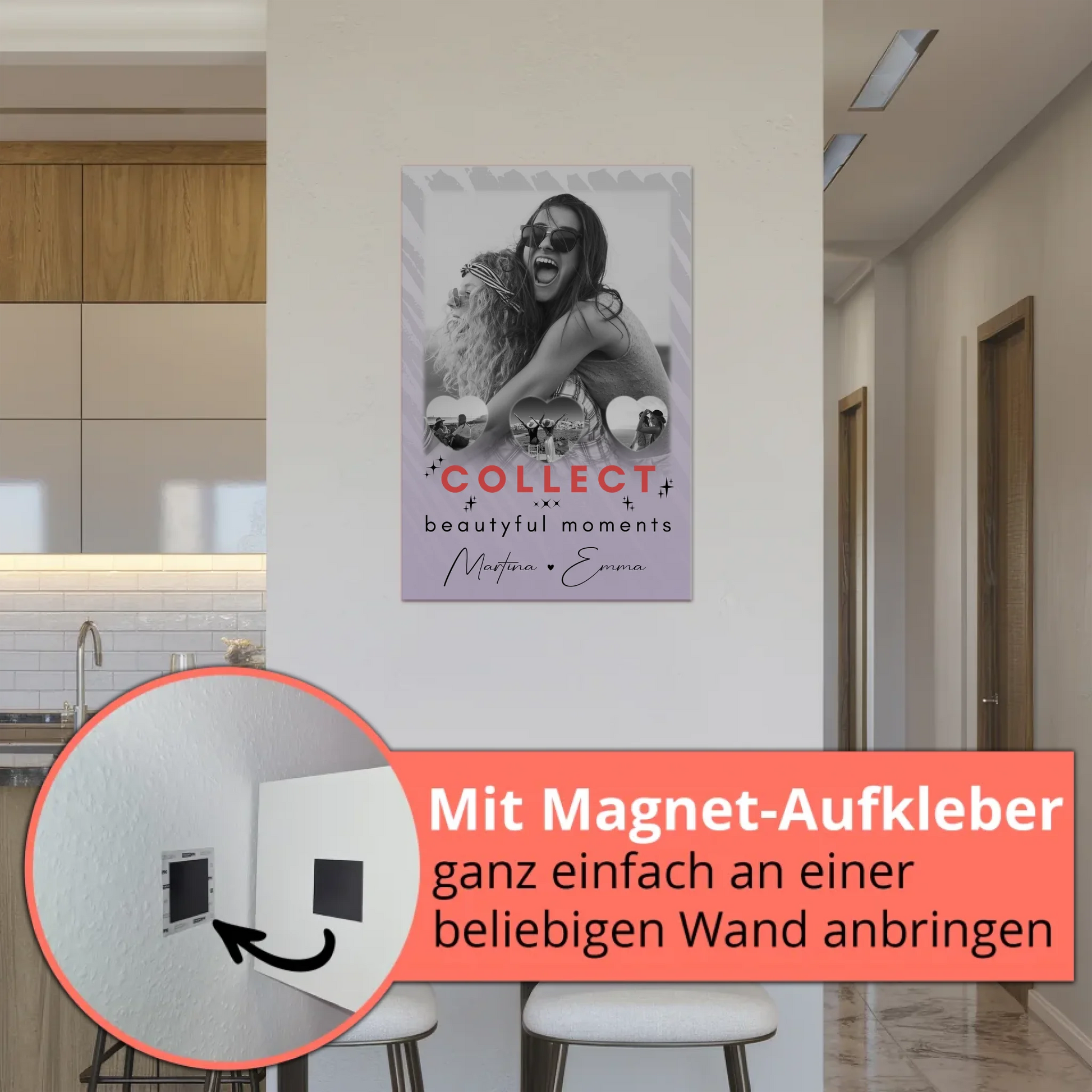 Geschenk Beste Freundin mit 1 Foto und 3 Kleine Herz Fotos Collect Beautyful Moments 5