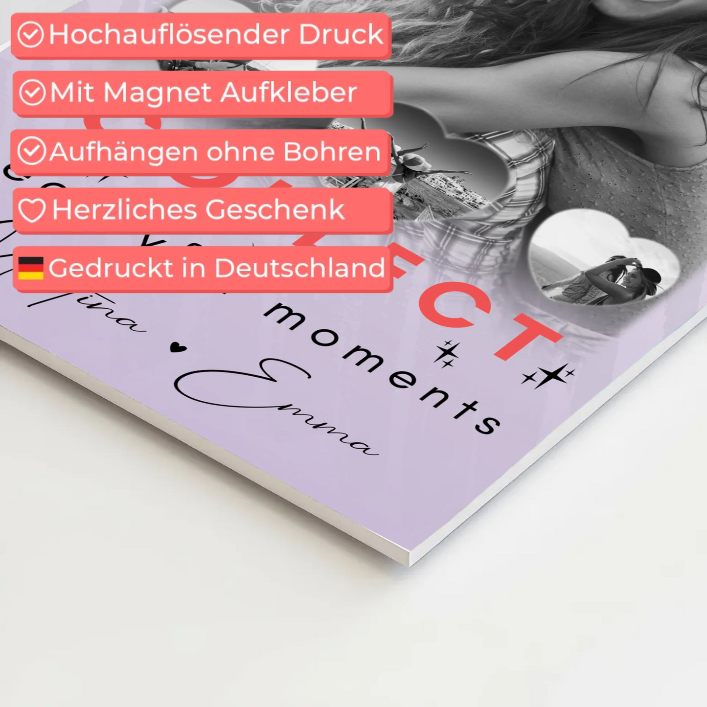 Geschenk Beste Freundin mit 1 Foto und 3 Kleine Herz Fotos Collect Beautyful Moments 4