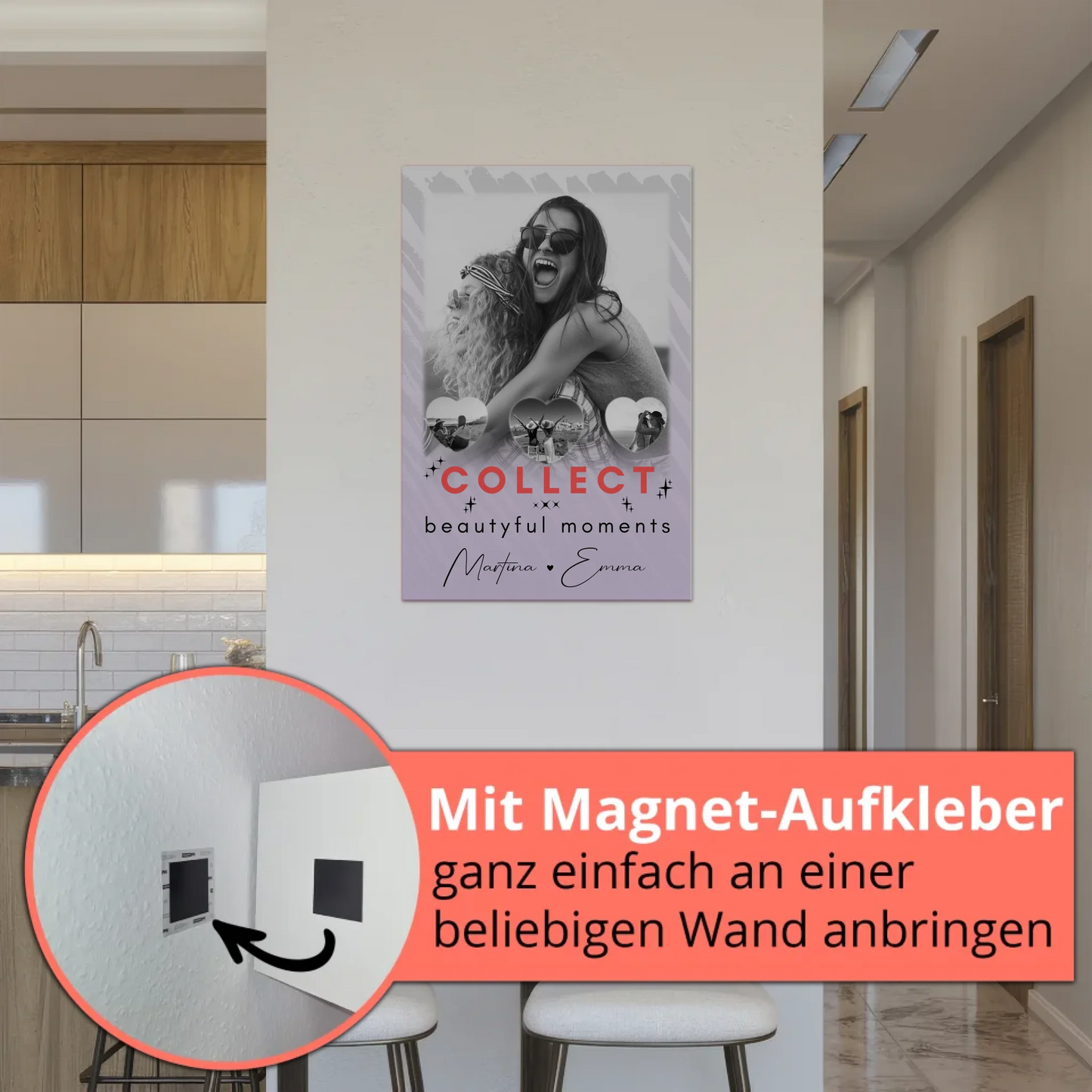 Geschenk Beste Freundin mit 1 Foto und 3 Kleine Herz Fotos Collect Beautyful Moments