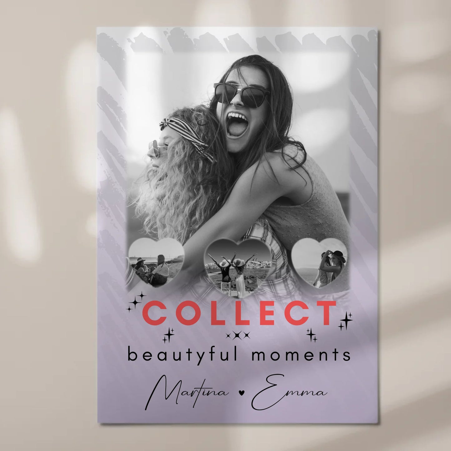 Geschenk Beste Freundin mit 1 Foto und 3 Kleine Herz Fotos Collect Beautyful Moments