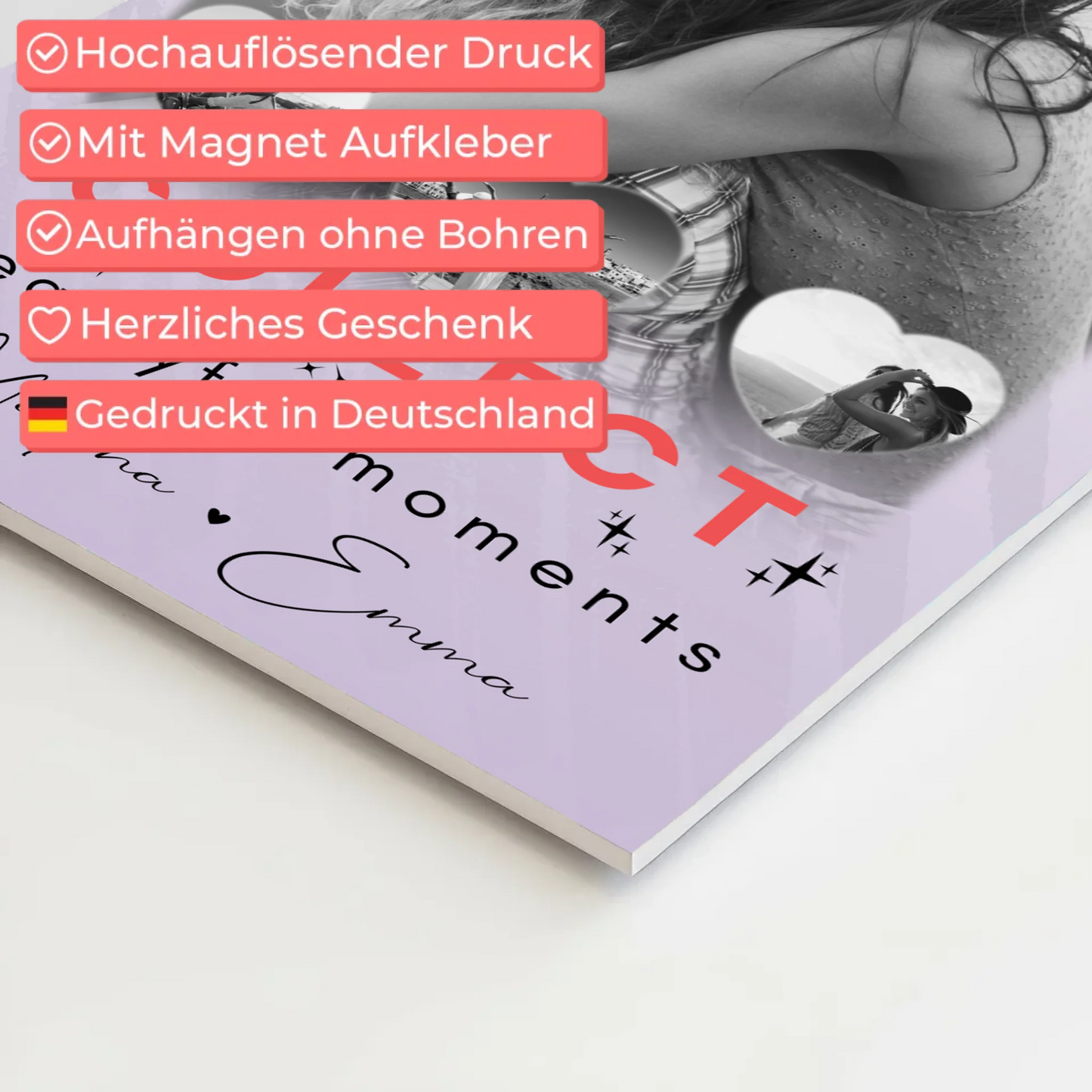 Geschenk Beste Freundin mit 1 Foto und 3 Kleine Herz Fotos Collect Beautyful Moments