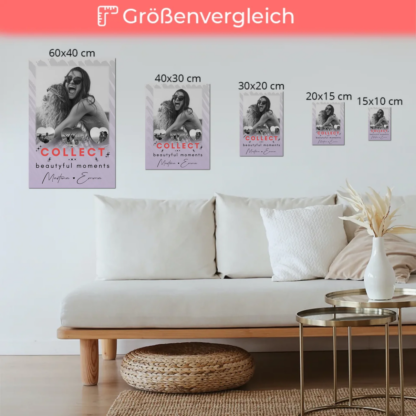 Geschenk Beste Freundin mit 1 Foto und 3 Kleine Herz Fotos Collect Beautyful Moments