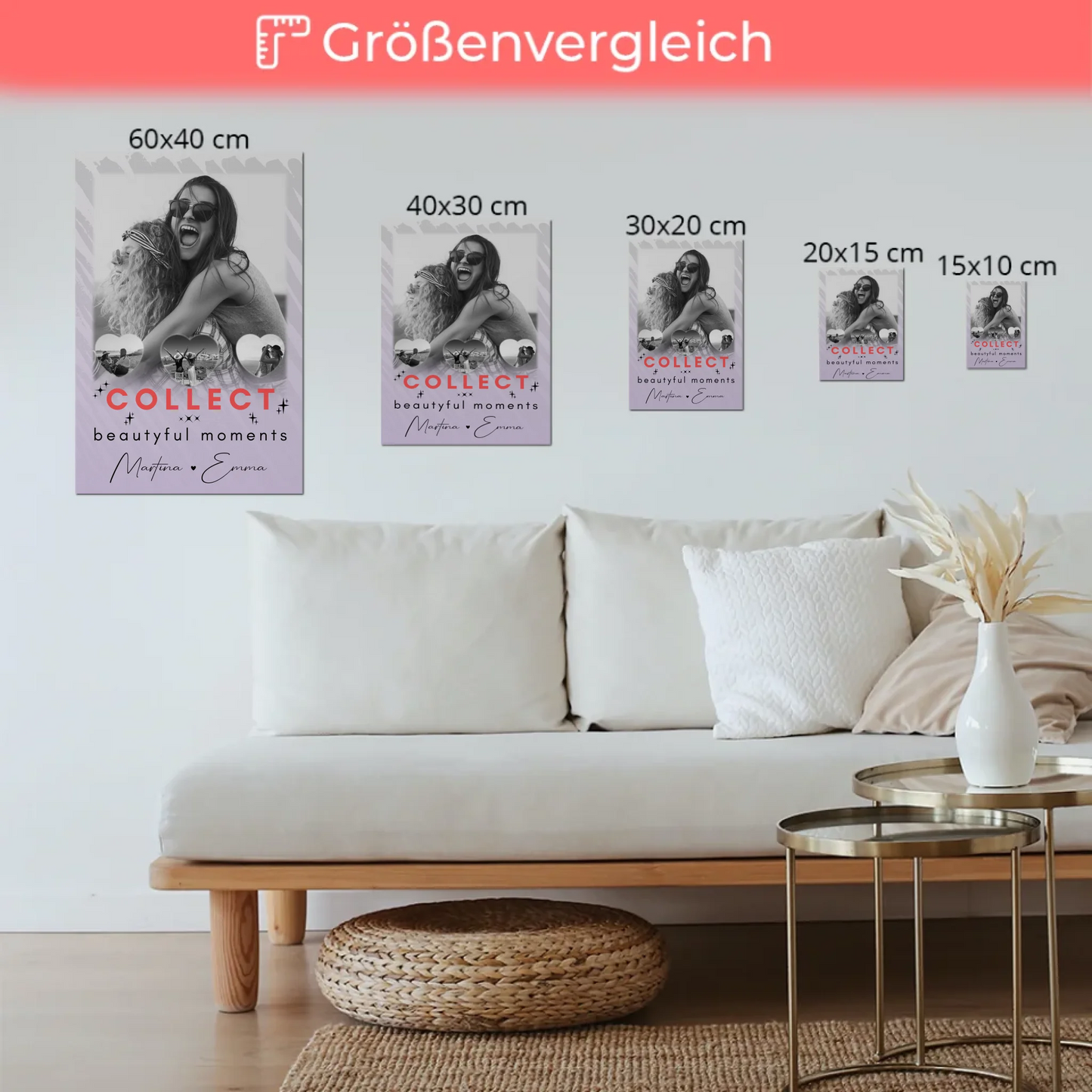 Geschenk Beste Freundin mit 1 Foto und 3 Kleine Herz Fotos Collect Beautyful Moments
