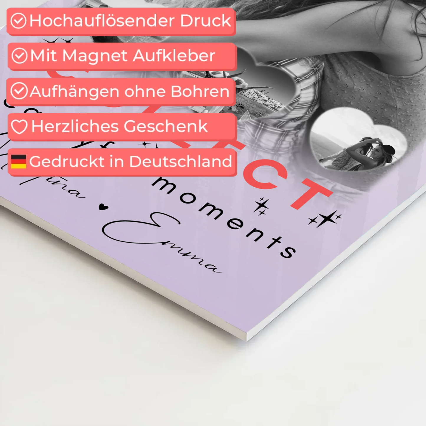 Geschenk Beste Freundin mit 1 Foto und 3 Kleine Herz Fotos Collect Beautyful Moments