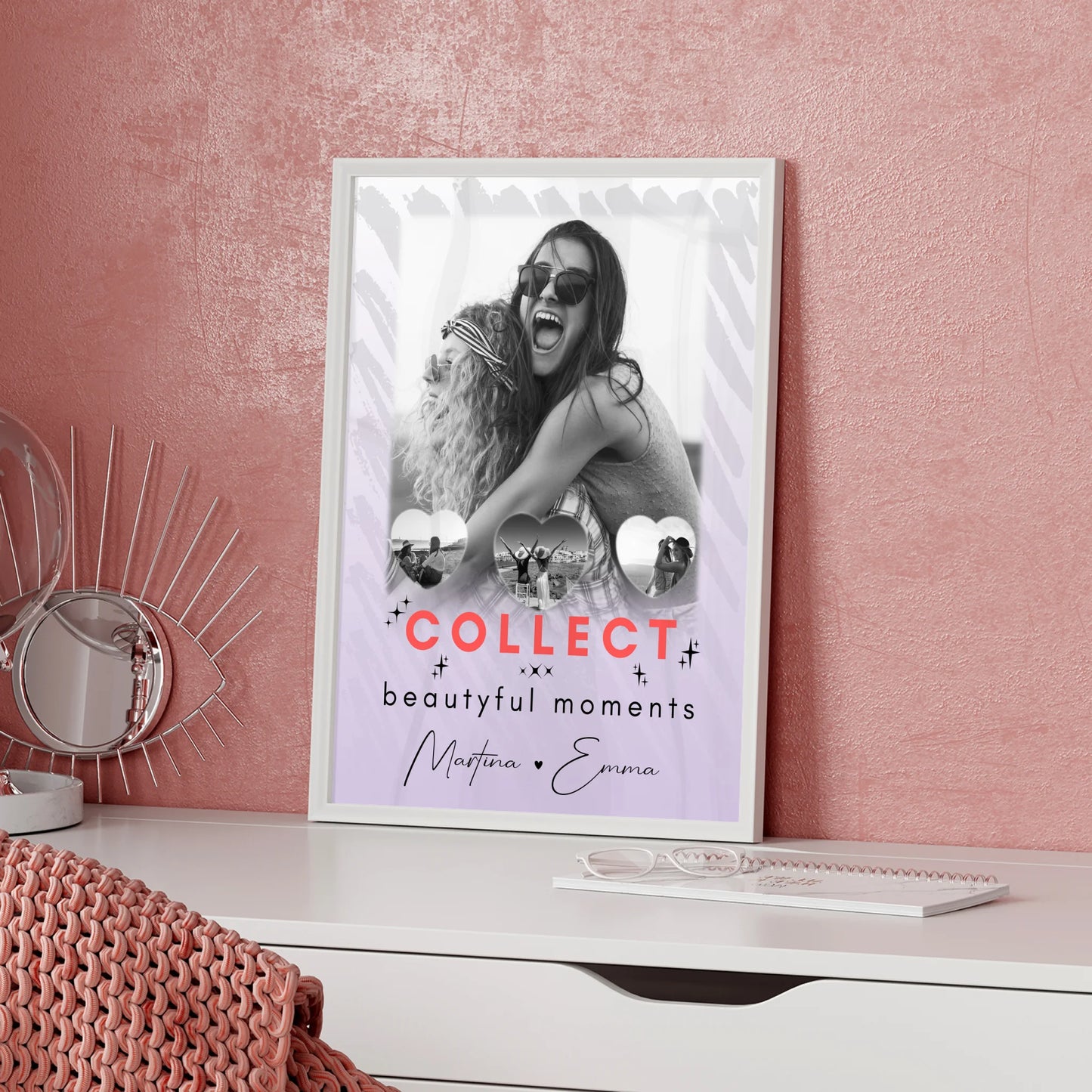 Beste Freundinnen Poster Personalisiert 1 Foto und 3 Herz Fotos Collect Beautyful Moments