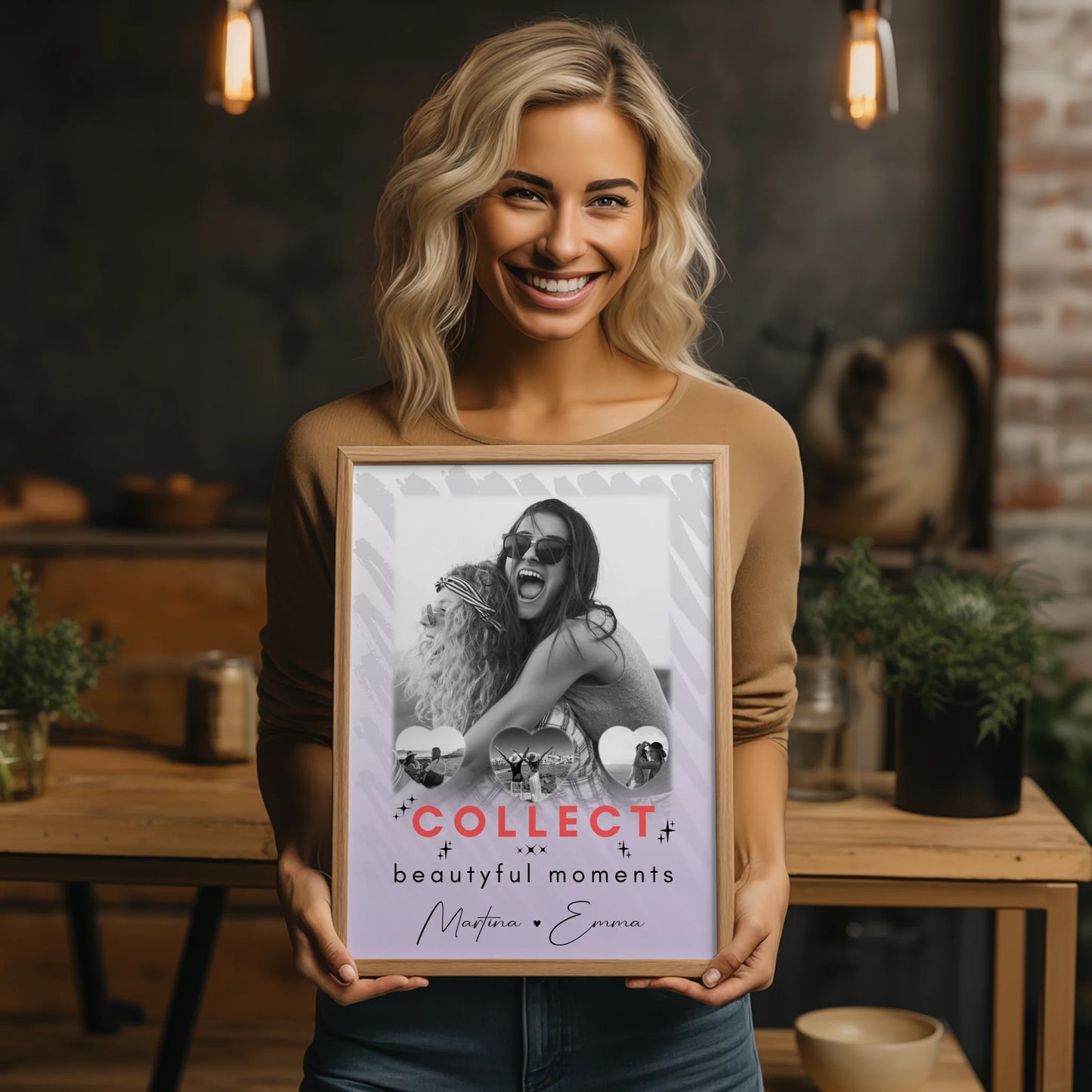 Beste Freundinnen Poster Personalisiert 1 Foto und 3 Herz Fotos Collect Beautyful Moments