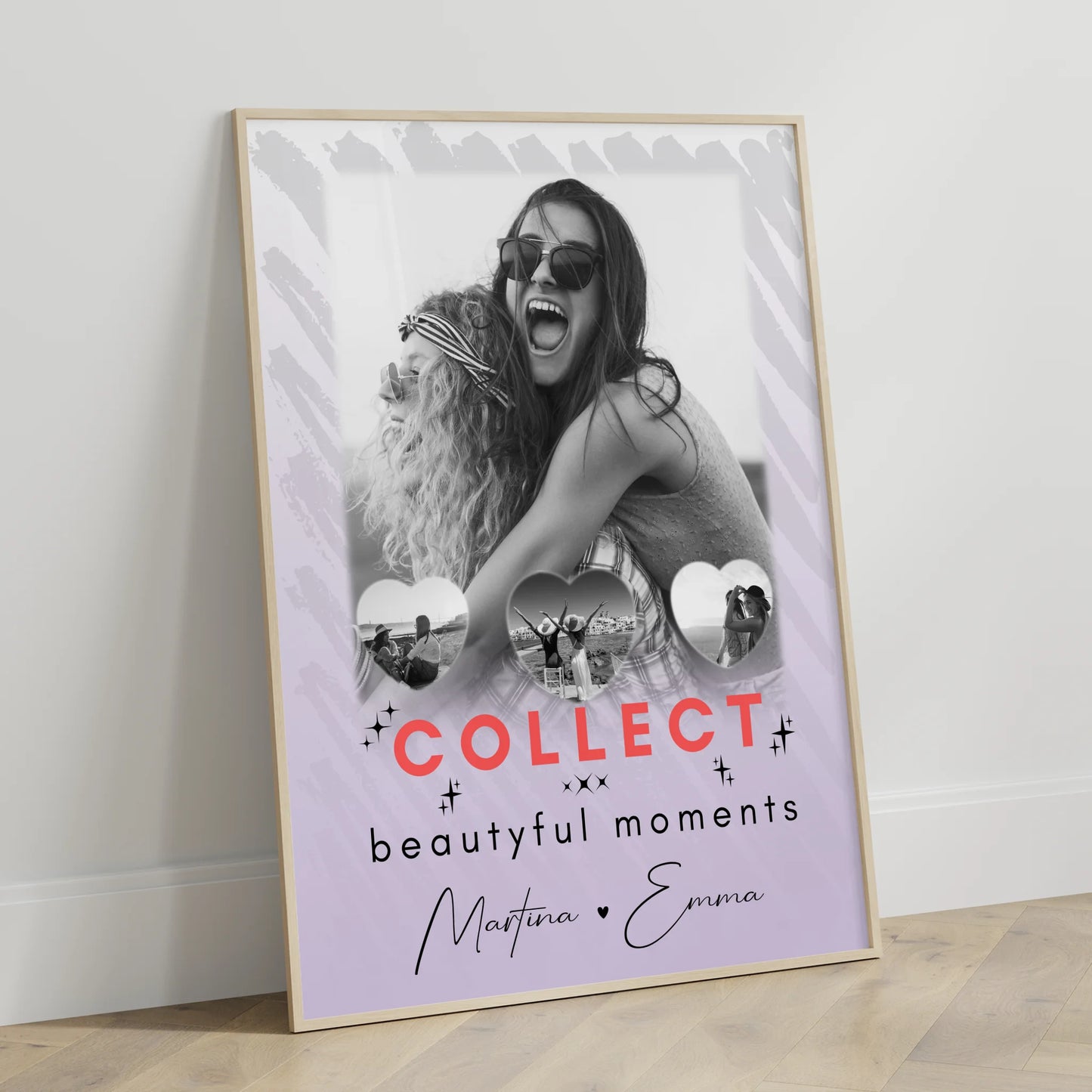 Beste Freundinnen Poster Personalisiert 1 Foto und 3 Herz Fotos Collect Beautyful Moments