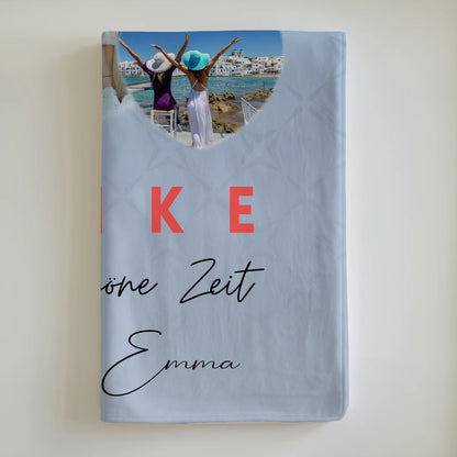 Personalisierte Namensdecke mit 3 Herz Fotos Danke Für Die Schöne Zeit Geschenk 6