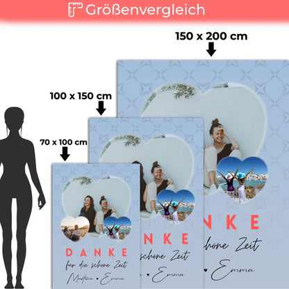 Personalisierte Namensdecke mit 3 Herz Fotos Danke Für Die Schöne Zeit Geschenk 5