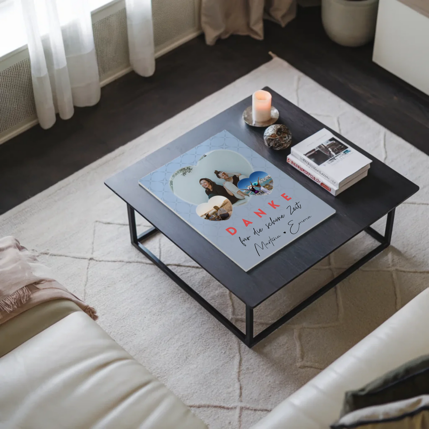 Beste Freundinnen Fotoboard mit 3 Herz Fotos Danke Für Die Schöne Zeit Personalisiertes Geschenk 9