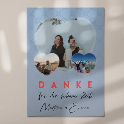 Beste Freundinnen Fotoboard mit 3 Herz Fotos Danke Für Die Schöne Zeit Personalisiertes Geschenk 7