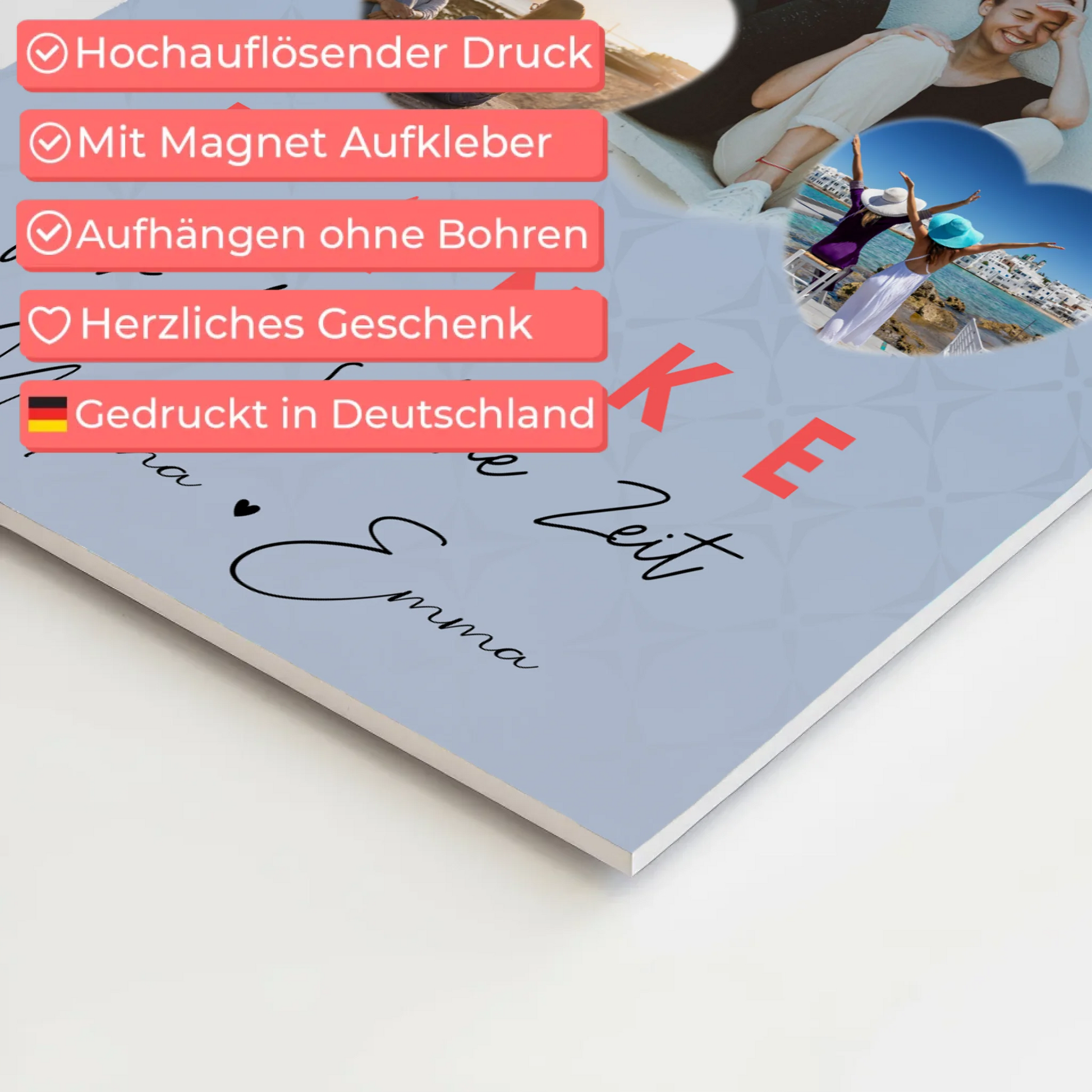Beste Freundinnen Fotoboard mit 3 Herz Fotos Danke Für Die Schöne Zeit Personalisiertes Geschenk 10