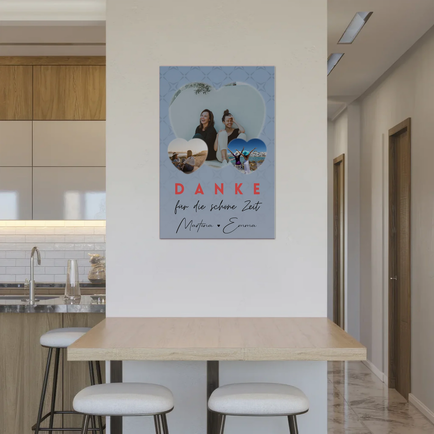 Beste Freundinnen Fotoboard mit 3 Herz Fotos Danke Für Die Schöne Zeit Personalisiertes Geschenk