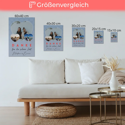 Beste Freundinnen Fotoboard mit 3 Herz Fotos Danke Für Die Schöne Zeit Personalisiertes Geschenk