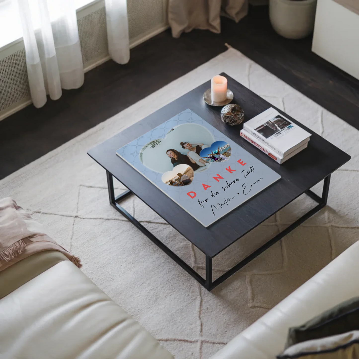 Beste Freundinnen Fotoboard mit 3 Herz Fotos Danke Für Die Schöne Zeit Personalisiertes Geschenk