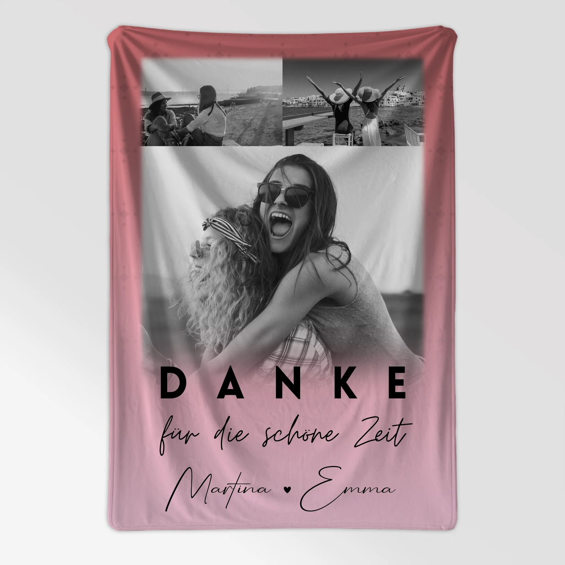 Decke Mit Namen mit 3 Fotos Danke Für Die Schöne Zeit Personalisiertes Geschenk 7