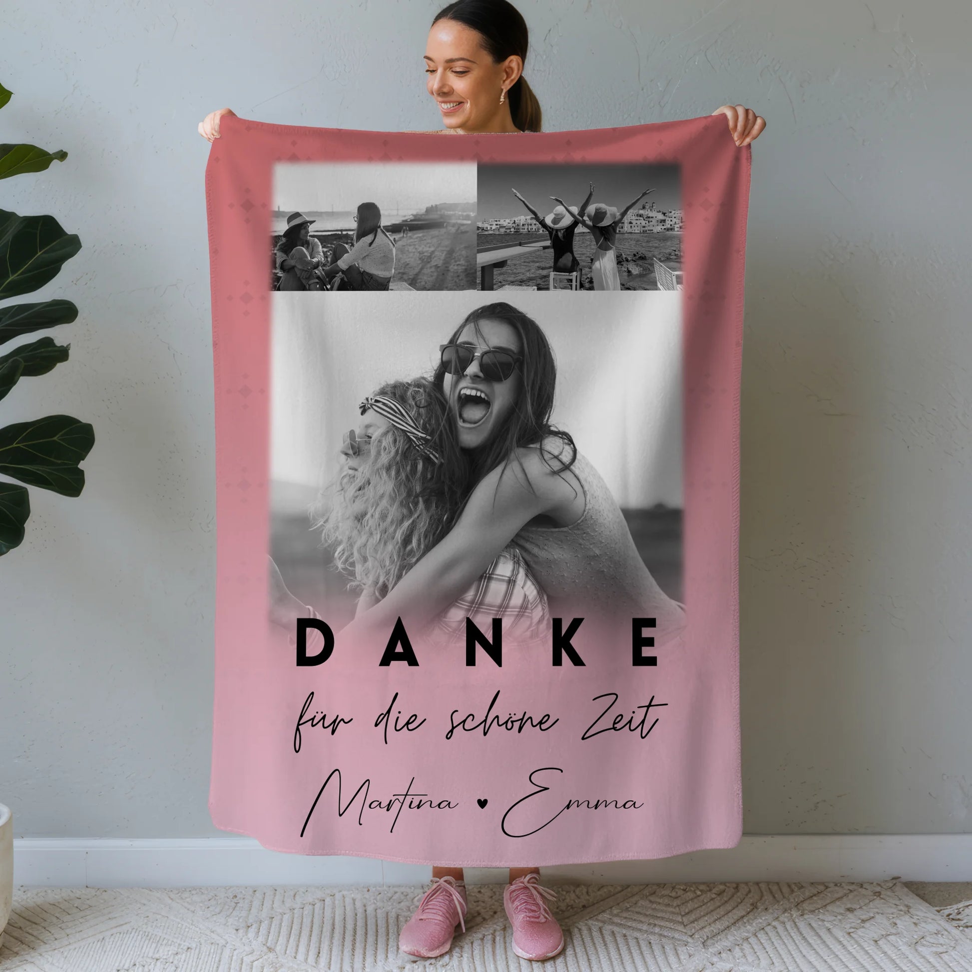 Decke Mit Namen mit 3 Fotos Danke Für Die Schöne Zeit Personalisiertes Geschenk 1
