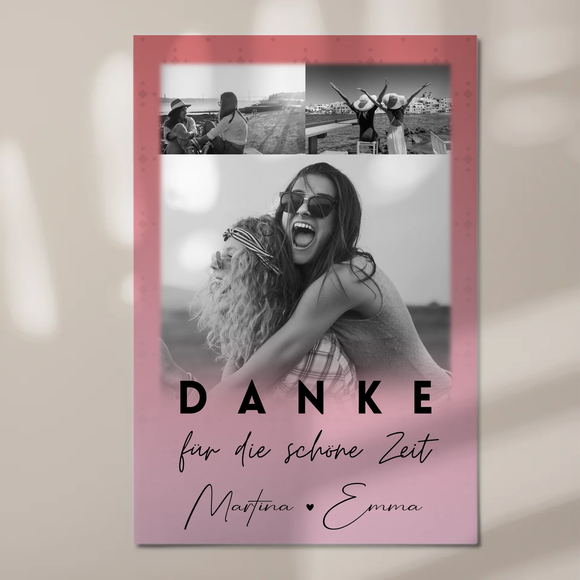 Beste Freundin Geschenk mit 3 Fotos Danke Für Die Schöne Zeit personalisiertes Poster 1