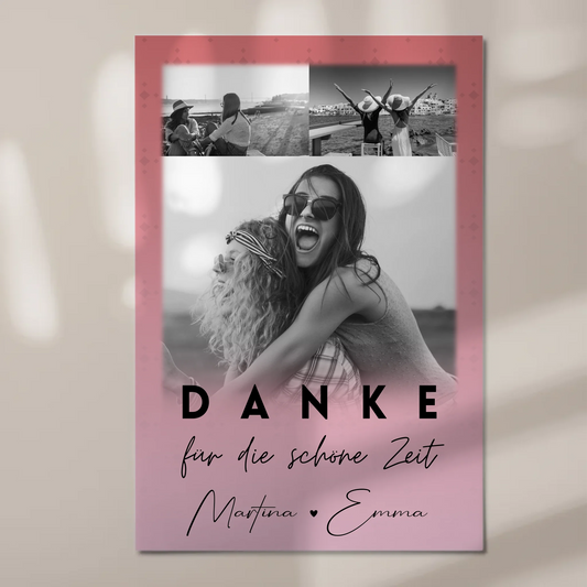 Beste Freundin Geschenk mit 3 Fotos Danke Für Die Schöne Zeit personalisiertes Poster 1