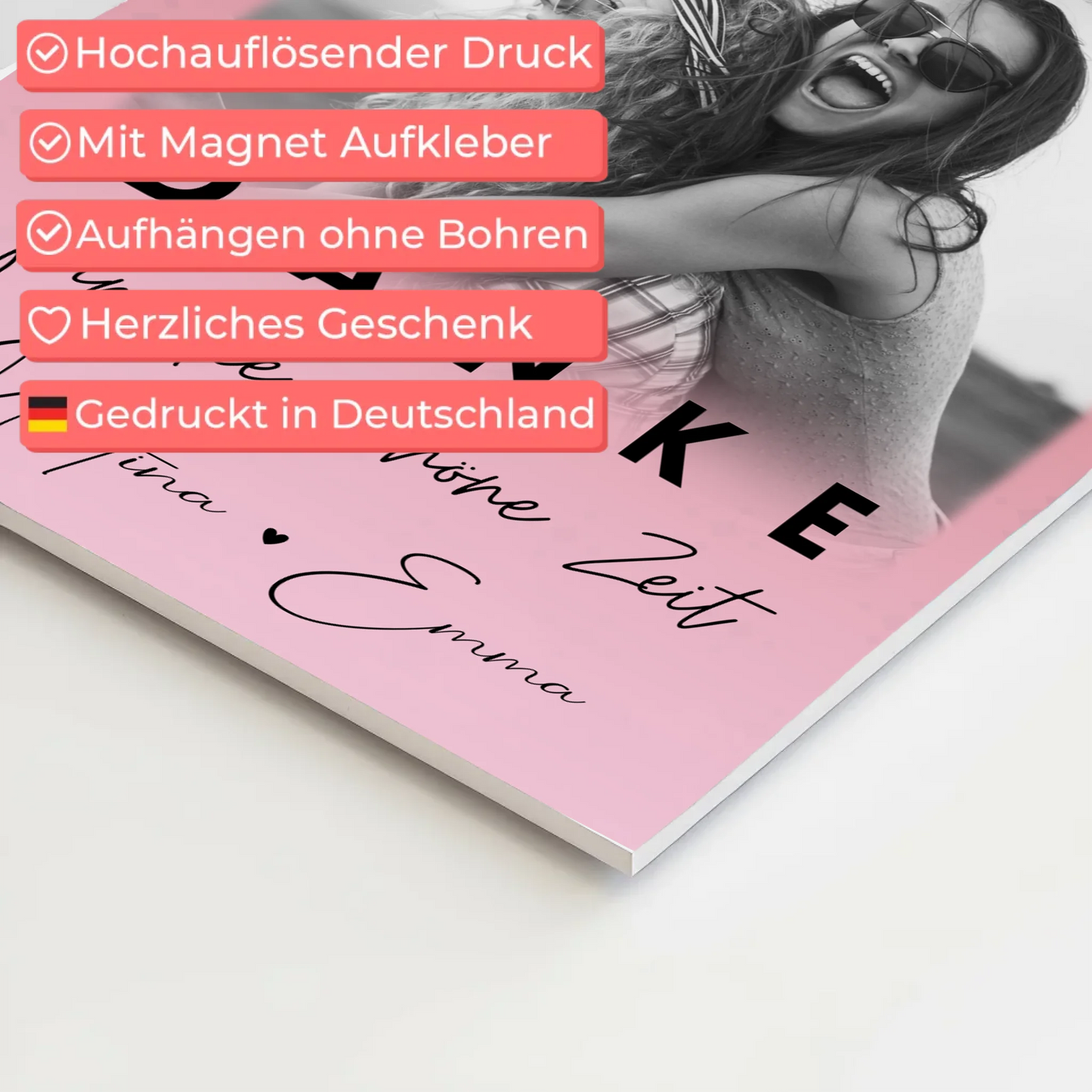 Beste Freundin Geschenk mit 3 Fotos Danke Für Die Schöne Zeit personalisiertes Poster 4