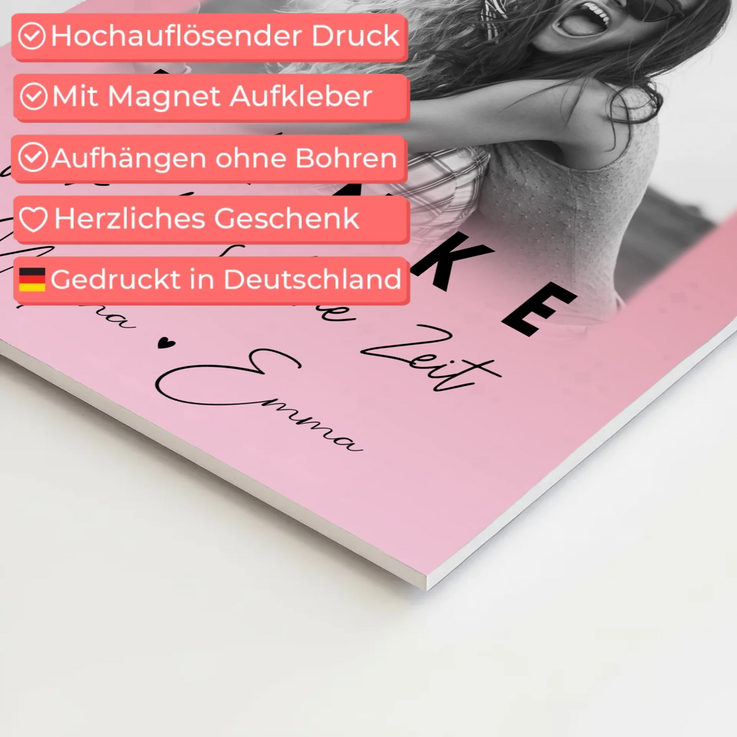 Beste Freundin Geschenk mit 3 Fotos Danke Für Die Schöne Zeit personalisiertes Poster 10