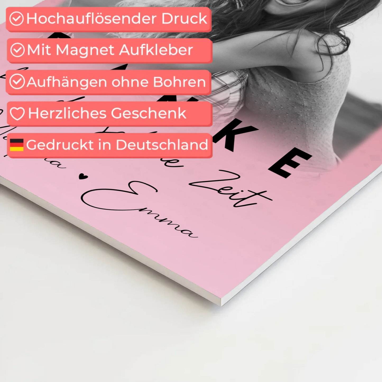 Beste Freundin Geschenk mit 3 Fotos Danke Für Die Schöne Zeit personalisiertes Poster